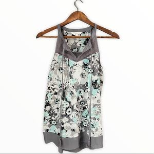 CHARMING CHARLIE Racerback Floral Swing Top Gray S